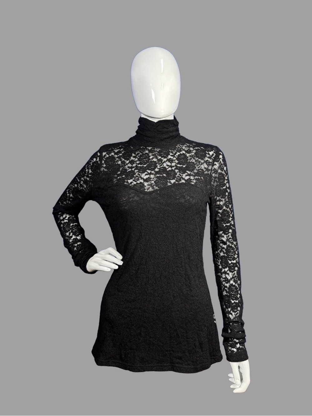PattyBoutik Black Lace Turtleneck Top